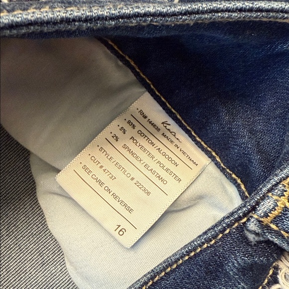 Kancan Dark Blue Flare Jeans with Raw Hem - Picture 3 of 6